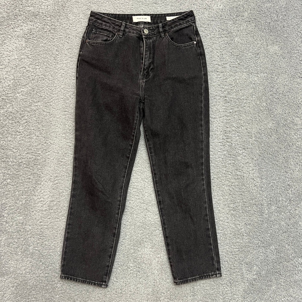 PacSun Mom Jean Womens 26 Black Excellent High Rise Tapered 100%‎ Cotton